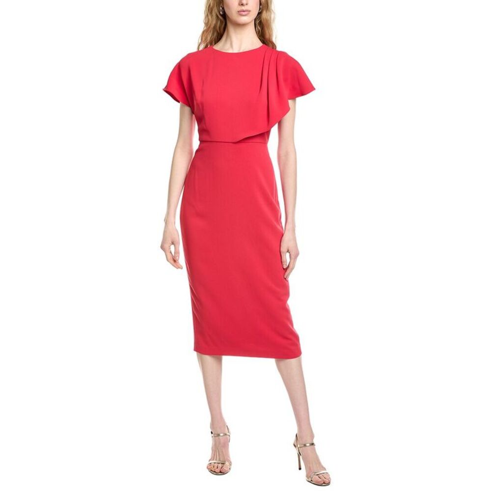 Badgley Mischka Womens  Side Drape Cape Cocktail Dress, Red